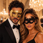 Gold Classic Venetian Mask for Men & Black Elastic Lace Mask for Women | His and Hers Couples Masquerade Mask Set product view 3