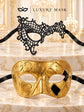 Gold Classic Venetian Mask for Men & Black Phantom Lace Mask for Women | His and Hers Couples Masquerade Mask Set product view 6