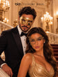 Gold Classic Venetian Mask for Men & Gold Phantom Lace Mask for Women | Matching Gold Couples Masquerade Mask Set product view 3