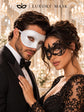 White Glitter Venetian Mask for Men with Black Lace Mask for Women | Black White Couples Masquerade Set - product image 2