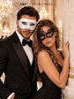 White Glitter Venetian Mask for Men & Black Swan Lace Mask for Women | Elegant Masquerade Masks for Couples - product image 5