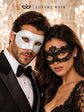 Black Flower Lace Mask for Women with White Glitter Venetian Mask for Men | Black White Masquerade Couple Set - product image 2