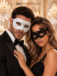 Black Lace & White Glitter Masquerade Masks for Couples | Women’s Lace Eye Mask with Men’s Venetian Mask - product image 2