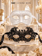 Black Lace & White Glitter Masquerade Masks for Couples | Women’s Lace Eye Mask with Men’s Venetian Mask - product image 6
