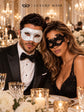 Black Lace & White Glitter Masquerade Masks for Couples | Women’s Lace Eye Mask with Men’s Venetian Mask - product image 5