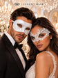 White Lace Masquerade Mask for Women & White Glitter Venetian Mask for Men | All White Couples Mask Set - product image 2