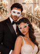White Phantom Lace Mask for Women & White Glitter Venetian Mask for Men | Elegant All White Masquerade Set - product image 2