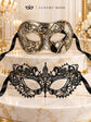 Silver & Black Antique Venetian Mask for Men with Black Lace Mask for Women | Vintage Masquerade Couple Set - product image 6
