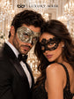 Black Flower Lace Mask for Women with Silver & Black Antique Venetian Mask for Men | Vintage Masquerade Couple Set - product image 2