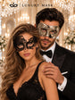 Silver Black Antique Venetian Mask for Men with Black Swan Lace Mask for Women | Couples Masquerade Masks - product image 2