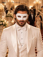 White Classic Venetian Mask for Men | Traditional Half Face Masquerade Mask for Mardi Gras, Carnival & Costume Events product view 5