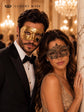 Gold Couples Venetian Masquerade Mask Set | Classic Men’s Mask & Elegant Gold Lace Mask for Women product view 3