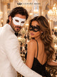 White Classic Venetian Mask for Men & Black Lace Masquerade Mask for Women | Black and White Couples Mask Set product view 3