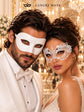 White Couples Masquerade Mask Set | Classic Venetian Mask for Men & Elegant White Lace Mask for Women product view 2