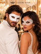 White Classic Venetian Mask for Men & White Lace Mask for Women | Elegant White Couples Masquerade Mask Set product view 2