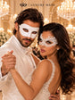 White Classic Venetian Mask for Men & White Lace Mask for Women | Elegant White Couples Masquerade Mask Set product view 3