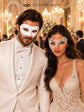 White Classic Venetian Mask for Men & White Phantom Lace Mask for Women | Elegant White Couples Masquerade Mask Set - product image 5