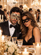 Silver Black Antique Venetian Mask & Black Lace Mask | His and Hers Masquerade Masks for Couples - product image 3