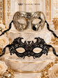 Silver Black Antique Venetian Mask & Black Lace Mask | His and Hers Masquerade Masks for Couples - product image 5