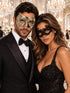 Silver Black Antique Venetian Mask & Black Lace Mask | His and Hers Masquerade Masks for Couples - product image 1