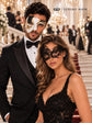 Black Swan Lace Mask for Women with Black Gold Phantom Mask for Men | Antique Style Couples Masquerade Set - product image 3
