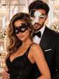 Black Gold Phantom of the Opera Men’s Mask with Black Lace Women’s Mask | Venetian Masquerade Couple Set - product image 2
