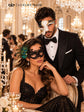Black Gold Phantom Mask for Men with Black Peacock Feather Lace Mask for Women | Venetian Masquerade Couple Set - product image 5
