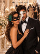 Black Gold Phantom Mask for Men with Black Peacock Feather Lace Mask for Women | Venetian Masquerade Couple Set - product image 4