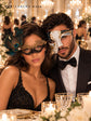 Black Gold Masquerade Masks for Couples | Men’s Antique Phantom Mask with Women’s Peacock Feather Lace Mask - product image 5