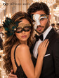 Black Gold Flower Lace Peacock Mask for Women with Antique Phantom Men’s Mask | Venetian Masquerade Couple Masks - product image 5