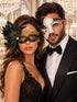 Black Gold Flower Lace Peacock Mask for Women with Antique Phantom Men’s Mask | Venetian Masquerade Couple Masks - product image 1
