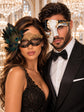 Black Gold Flower Lace Peacock Mask for Women with Antique Phantom Men’s Mask | Venetian Masquerade Couple Masks - product image 1