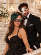 Black Silver Peacock Lace Mask for Women & Black Gold Antique Phantom Mask for Men | Venetian Masquerade Couple Set - product image 3
