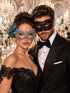 Black Venetian Mask for Him & Silver Peacock Feather Lace Mask for Her | Elegant Couples Masquerade Set - product image 1
