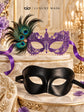 Black & Purple Masquerade Pair | Classic Venetian Mask for Men with Purple Peacock Feather Lace Mask for Women - product image 6