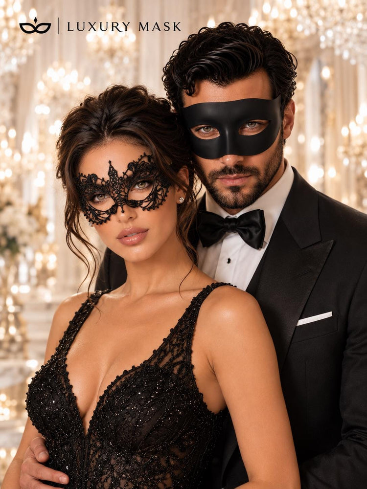 Black Venetian Masquerade Pair | Classic Men&