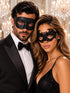 Black Classic Venetian Mask for Men & Black Lace Mask for Women | Elegant His and Hers Masquerade Set - product image 1