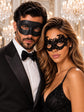 Black Classic Venetian Mask for Men & Black Lace Mask for Women | Elegant His and Hers Masquerade Set - product image 1