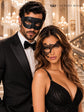 Black Classic Venetian Mask for Men & Black Phantom Lace Mask for Women | His and Hers Masquerade Set - product image 2
