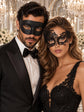 Black Swan Lace Mask for Women with Classic Black Venetian Mask for Men | Elegant Couples Masquerade Set - product image 1