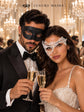 Black & White Masquerade Couple Masks | Classic Venetian Mask for Men with White Phantom Lace Mask for Women - product image 3