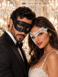 Black & White Masquerade Couple Masks | Classic Venetian Mask for Men with White Phantom Lace Mask for Women - product image 2