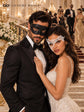 Black & White Masquerade Couple Masks | Classic Venetian Mask for Men with White Phantom Lace Mask for Women - product image 5