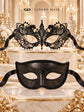 Black Glitter Venetian Mask for Men & Black Lace Mask for Women | His and Hers Masquerade Mask Set - product image 6