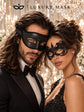 Black Glitter Venetian Mask for Men & Black Lace Mask for Women | His and Hers Masquerade Mask Set - product image 2