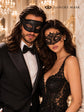 Black Venetian Glitter Mask for Men & Black Lace Mask for Women | Elegant Couples Masquerade Masks - product image 4