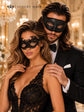 Black Glitter Venetian Mask for Men Paired with Black Lace Mask for Women | His & Hers Masquerade Set - product image 4