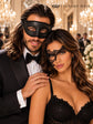 Black Phantom Lace Mask for Women with Black Glitter Venetian Mask for Men | Couples Masquerade Set - product image 5