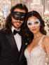 Black Glitter Venetian Mask for Men & White Flower Lace Mask for Women | Black White Couples Masquerade Set - product image 1