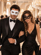 White Glitter Venetian Mask for Men & Black Swan Lace Mask for Women | Elegant Masquerade Masks for Couples - product image 3
